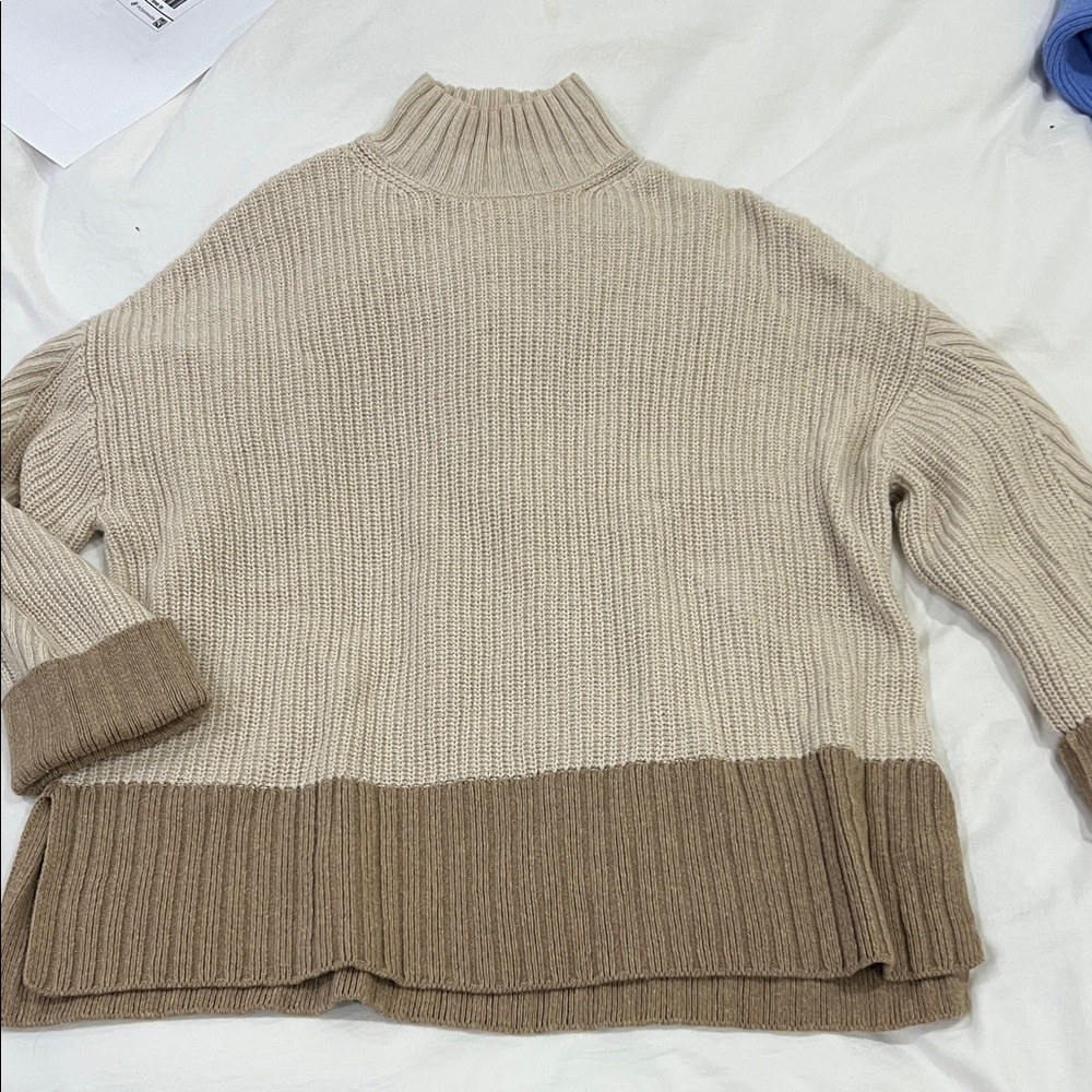 Barbour Cream and Brown Turtleneck Sweater